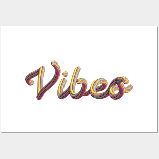 Vibes Text Multicolour 3D Lettering Posters and Art